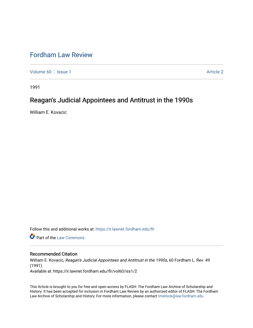 Reagan's Judicial Appointees and Antitrust in the 1990S