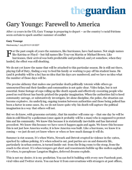 Gary Younge: Farewell to America