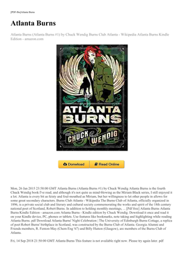 [Pdf Free] Atlanta Burns Atlanta Burns Kindle Edition - Amazon.Com Atlanta Burns - Kindle Edition by Chuck Wendig