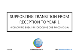 Supporting Transition from Reception to Year 1 (Following Break in Schooling Due to Covid-19)
