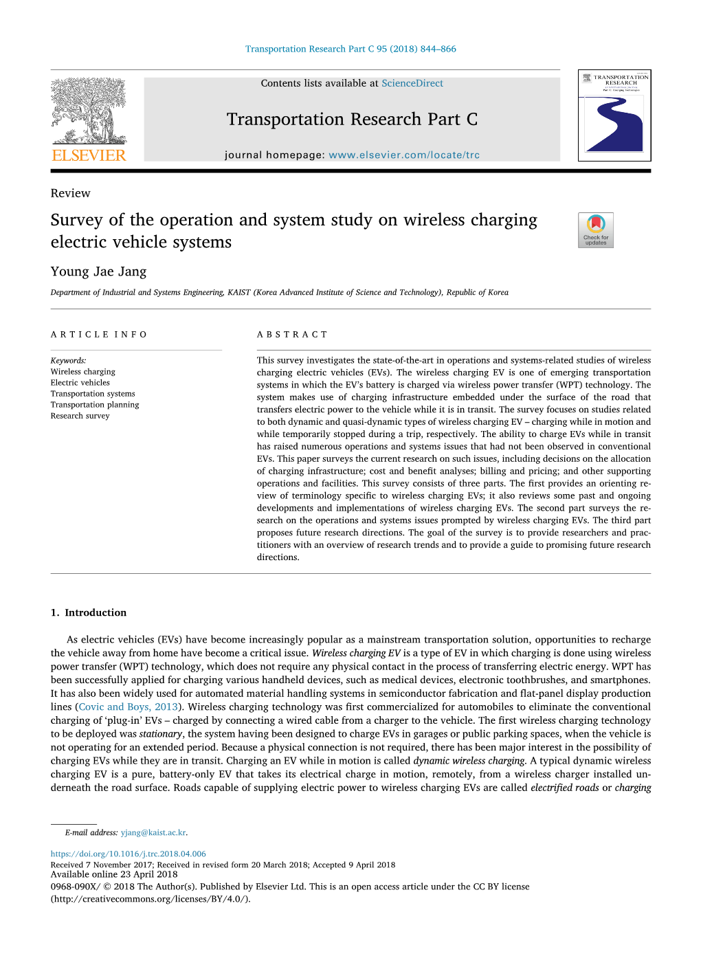 Survey of the Operation and System Study on Wireless Charging Electric Vehicle Systems T