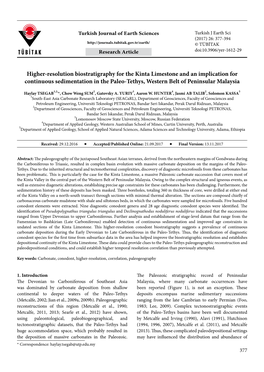 Higher-Resolution Biostratigraphy for the Kinta Limestone and an Implication for Continuous Sedimentation in the Paleo-Tethys, Western Belt of Peninsular Malaysia