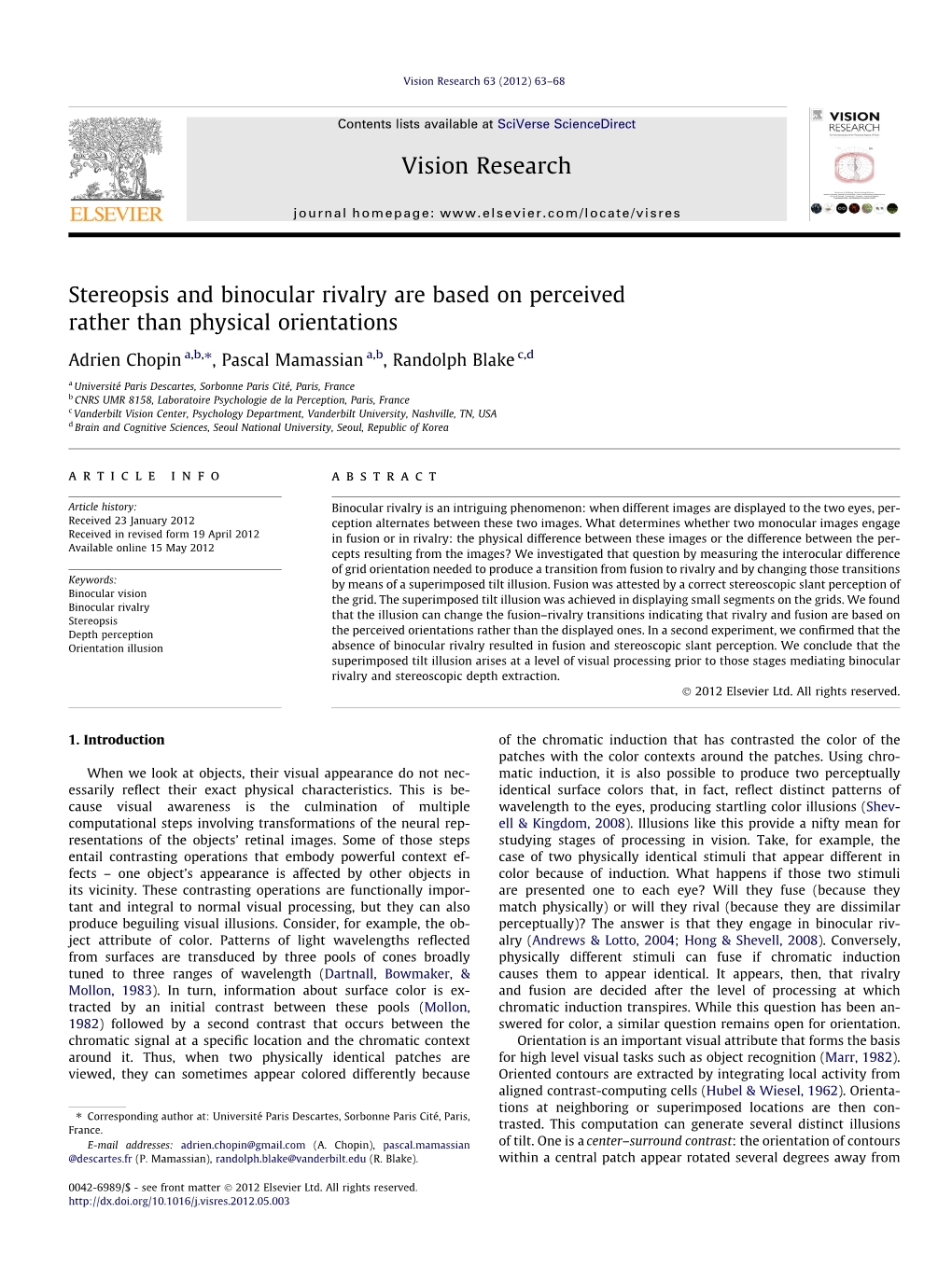 Stereopsis and Binocular Rivalry Are Based on Perceived Rather Than