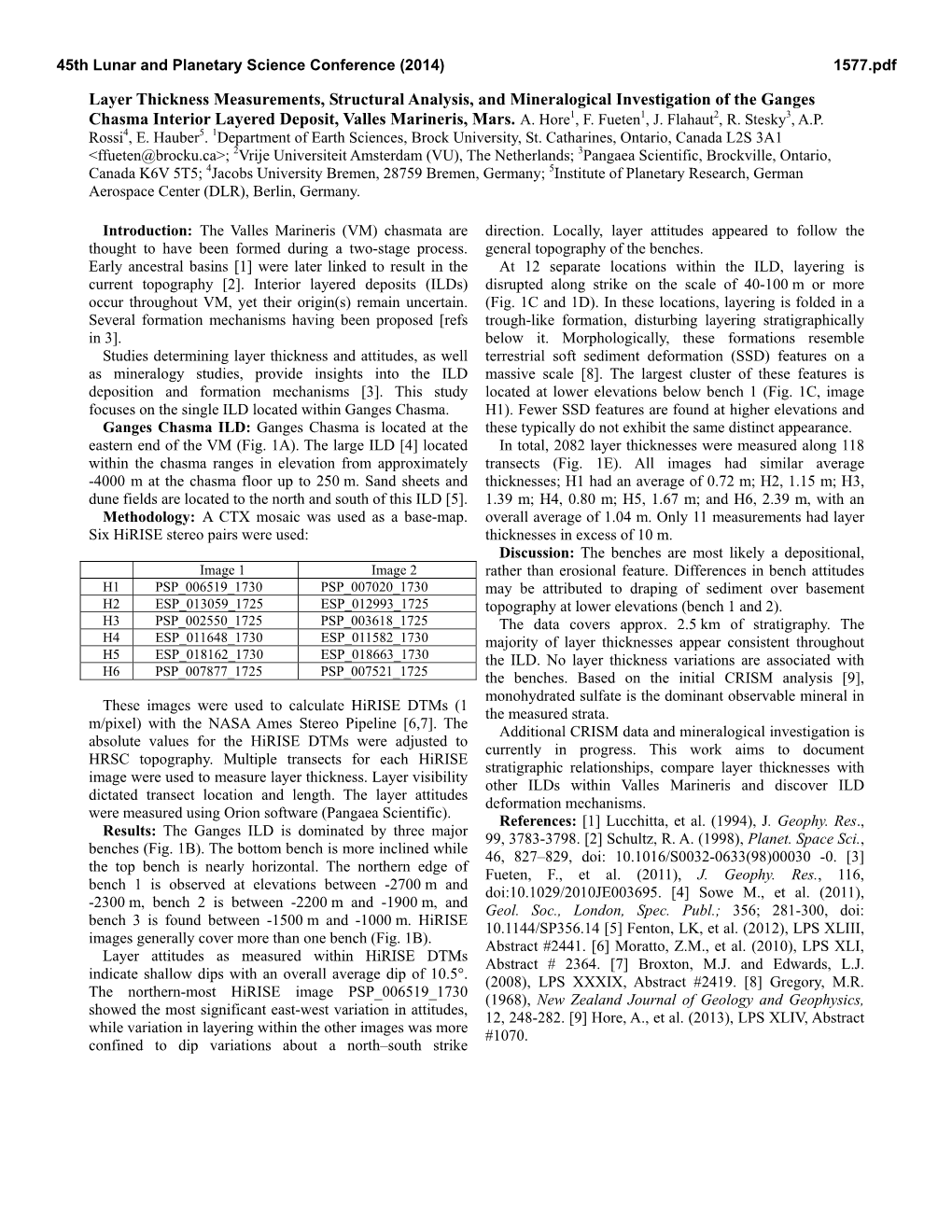 Layer Thickness Measurements, Structural Analysis, and Mineralogical Investigation of the Ganges Chasma Interior Layered Deposit, Valles Marineris, Mars