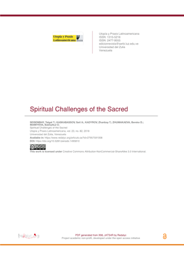 Spiritual Challenges of the Sacred