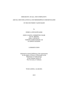 ARCOLA MOUNDS (22WS516) and MISSISSIPPIAN CEREMONIALISM in the SOUTHERN YAZOO BASIN by JESSIC