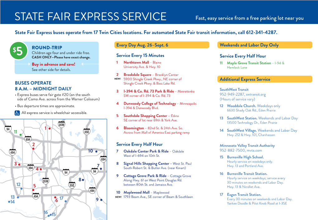 State Fair Express Service Regular Bus Routes DocsLib