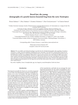 Demography of a Poorly Known Fossorial Frog from the Xeric Neotropics