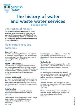 The History of Water and Waste Water Services Second Level Description of Module This Is the Module Most Focused on Some Historical Aspects of Water