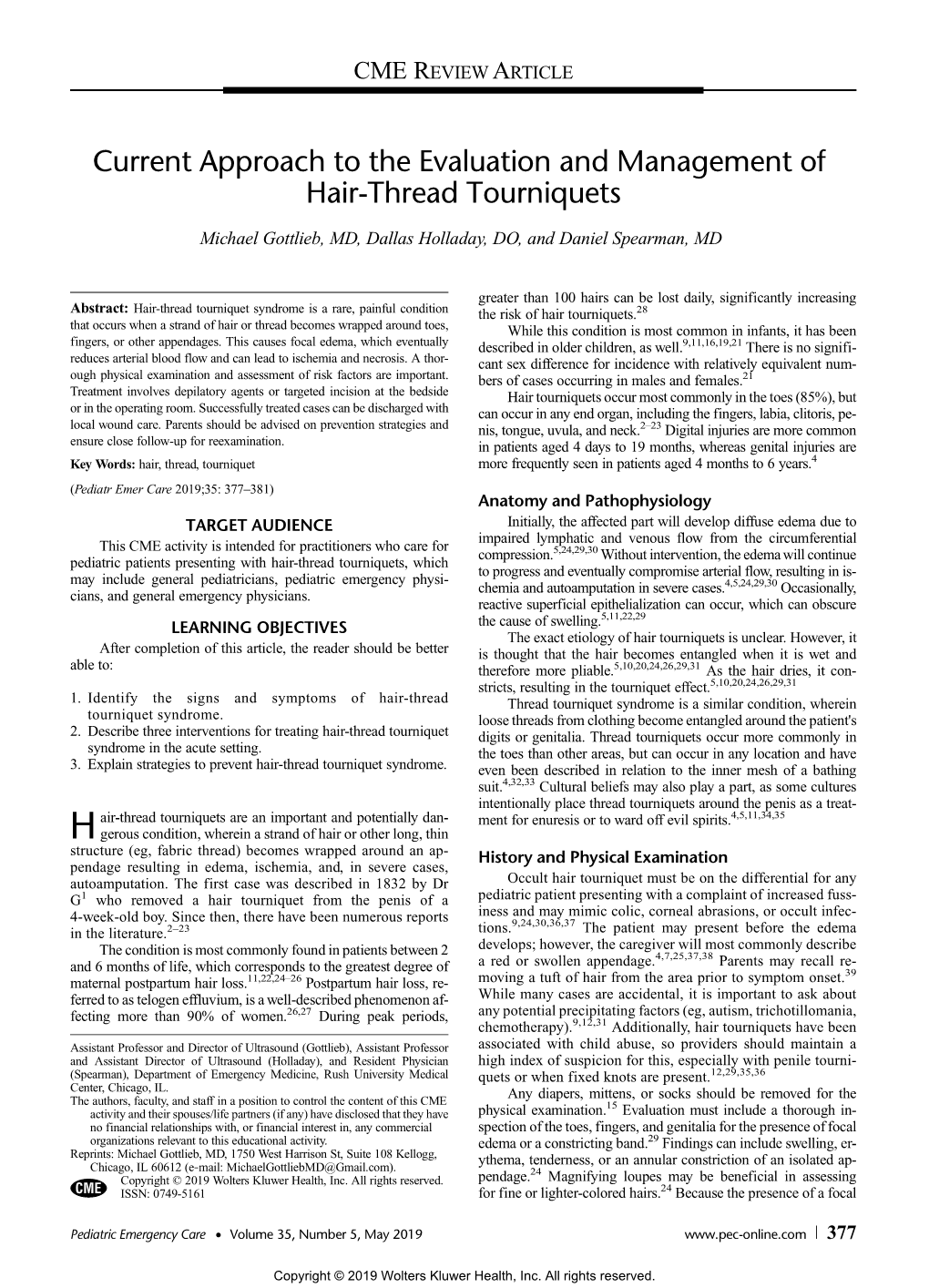 Current Approach to the Evaluation and Management of Hair-Thread Tourniquets