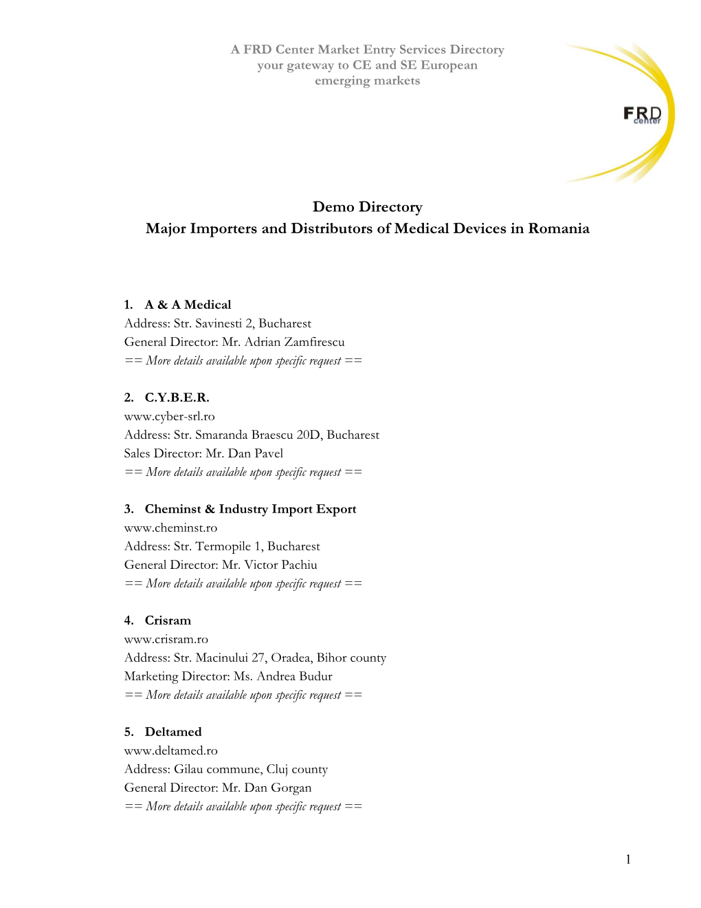 Major Importers and Distributors of Medical Devices in Romania