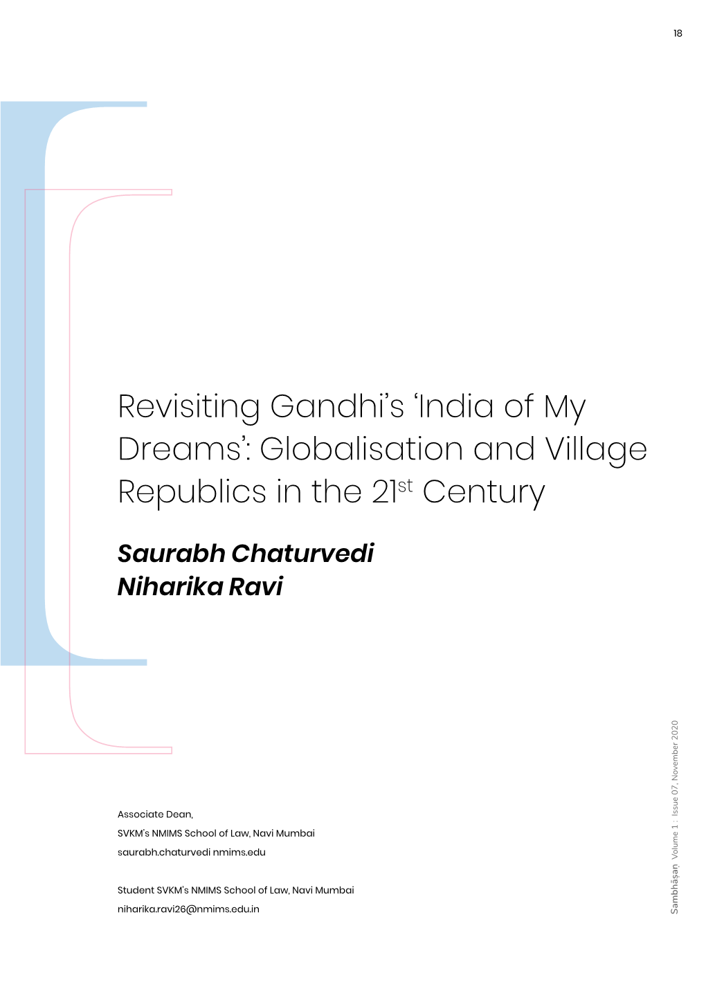 Revisiting Gandhi's 'India of My Dreams': Globalisation and Village