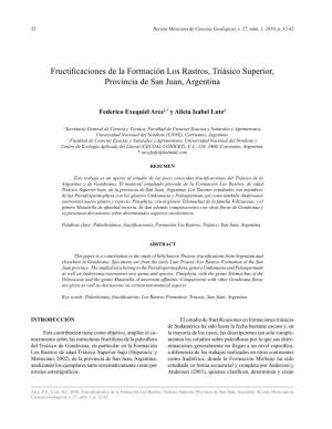 Fructificaciones De La Formación Los Rastros, Triásico Superior, Provincia De San Juan, Argentina