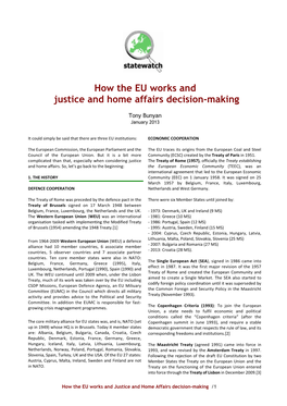 How the EU Works and Justice and Home Affairs Decision-Making