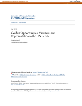 Vacancies and Representation in the US Senate