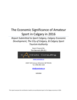 The Economic Significance of Amateur Sport in Calgary in 2016