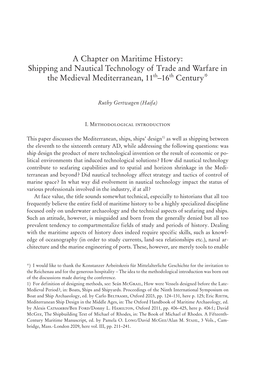 A Chapter on Maritime History: Shipping and Nautical Technology of Trade and Warfare in the Medieval Mediterranean, 11Th–16Th