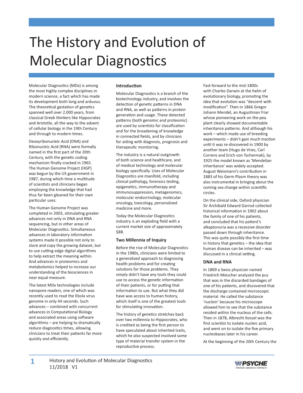 The History and Evolution of Molecular Diagnostics