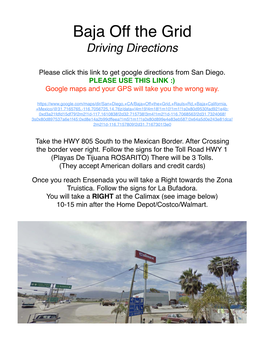 BOTG Driving Directions