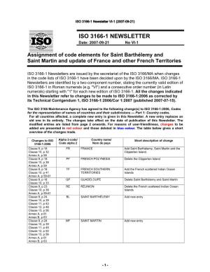 ISO 3166-1 Newsletter VI-1 (2007-09-21)