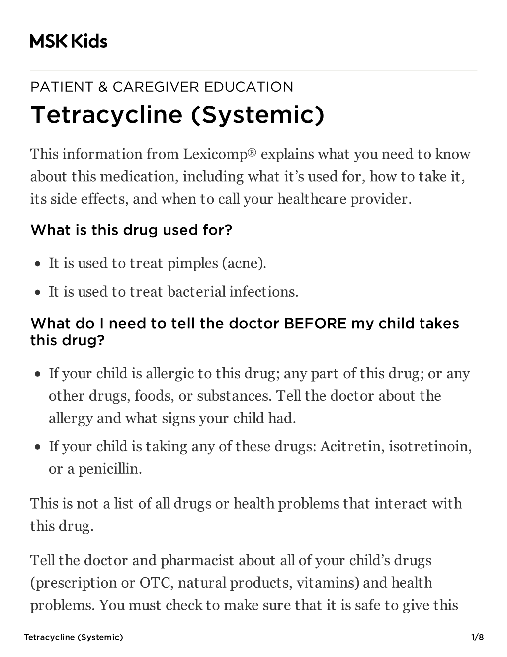 Tetracycline (Systemic)