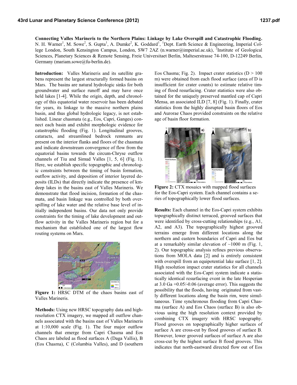 Connecting Valles Marineris to the Northern Plains: Linkage by Lake Overspill and Catastrophic Flooding