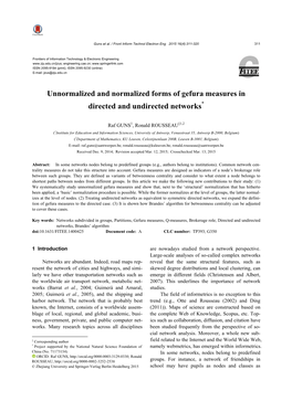 Unnormalized and Normalized Forms of Gefura Measures in Directed and Undirected Networks*
