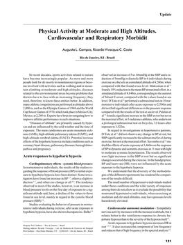 Physical Activity at Moderate and High Altitudes. Cardiovascular and Respiratory Morbidit