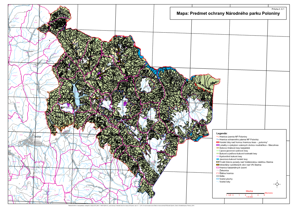 Mapa: Predmet Ochrany Národného Parku Poloniny