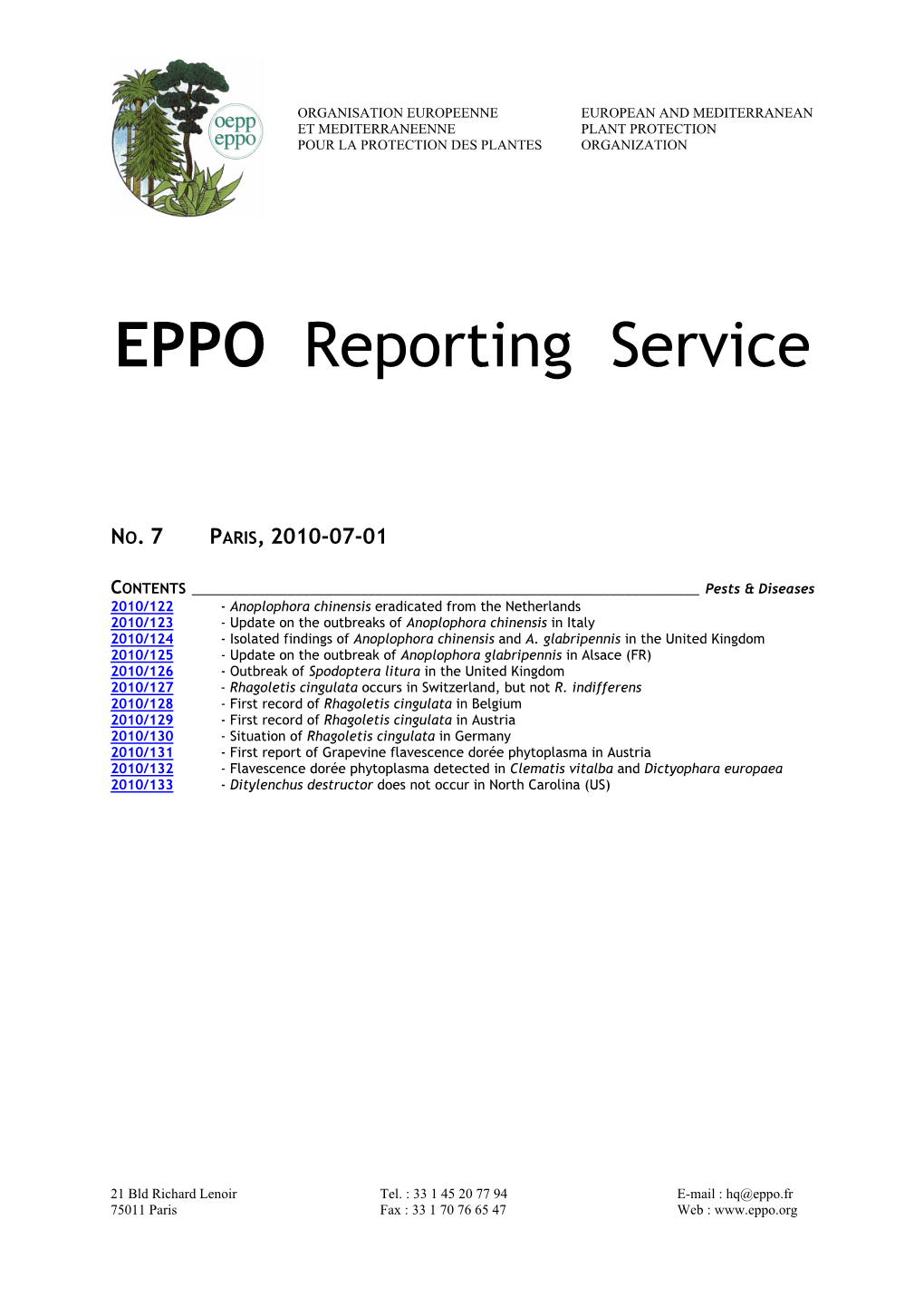 EPPO Reporting Service