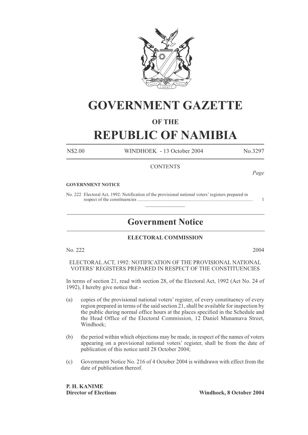 Government Gazette Republic of Namibia