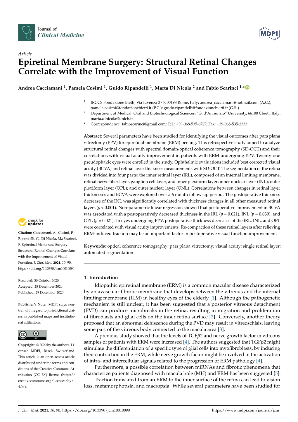 Epiretinal Membrane Surgery: Structural Retinal Changes Correlate with the Improvement of Visual Function