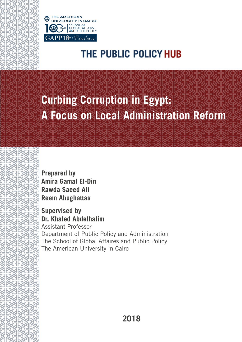 Curbing Corruption in Egypt: a Focus on Local Administration Reform