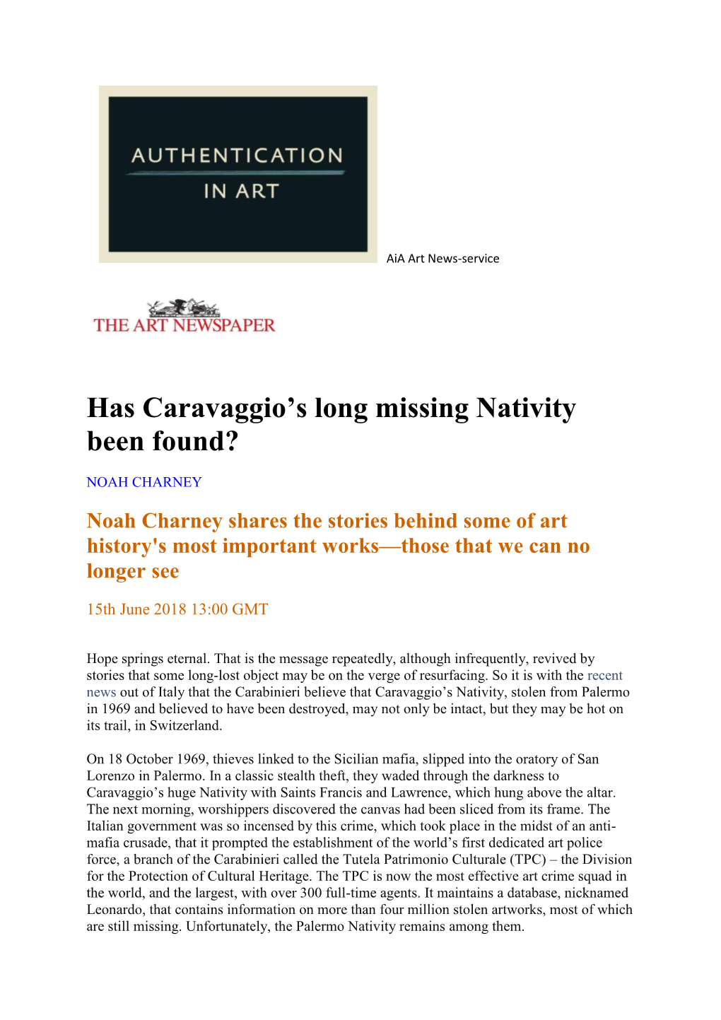 Has Caravaggio's Long Missing Nativity Been Found?