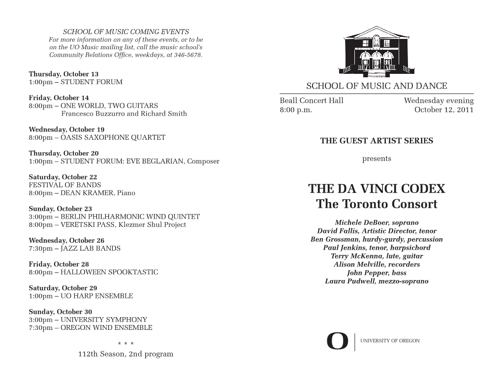 THE DA VINCI CODEX the Toronto Consort