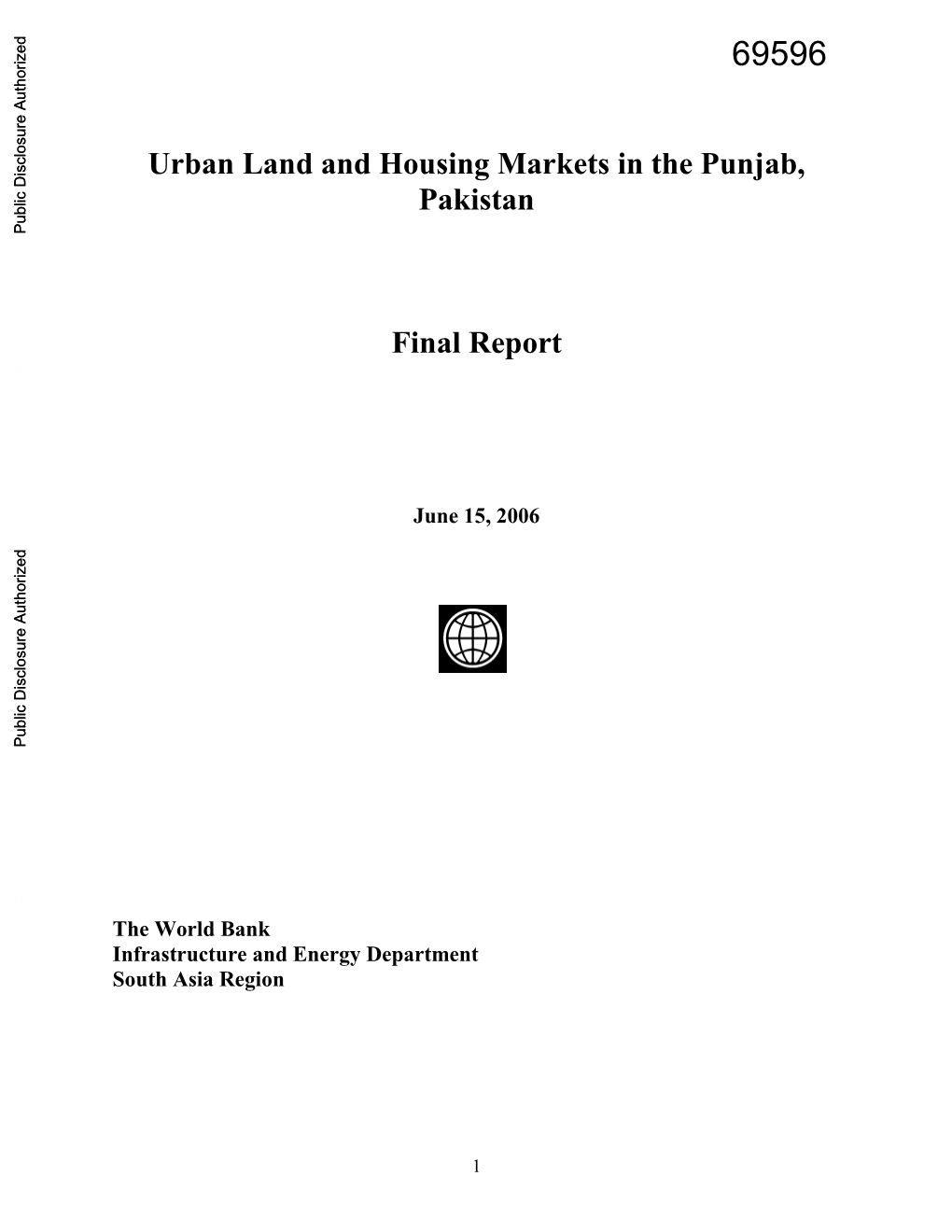 Urban Land and Housing Markets in the Punjab, Pakistan Final Report