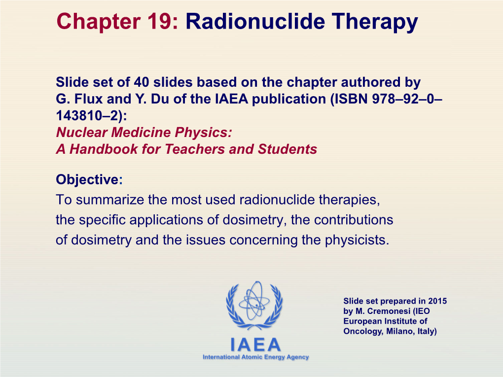 Chapter 19. Radionuclide Therapy