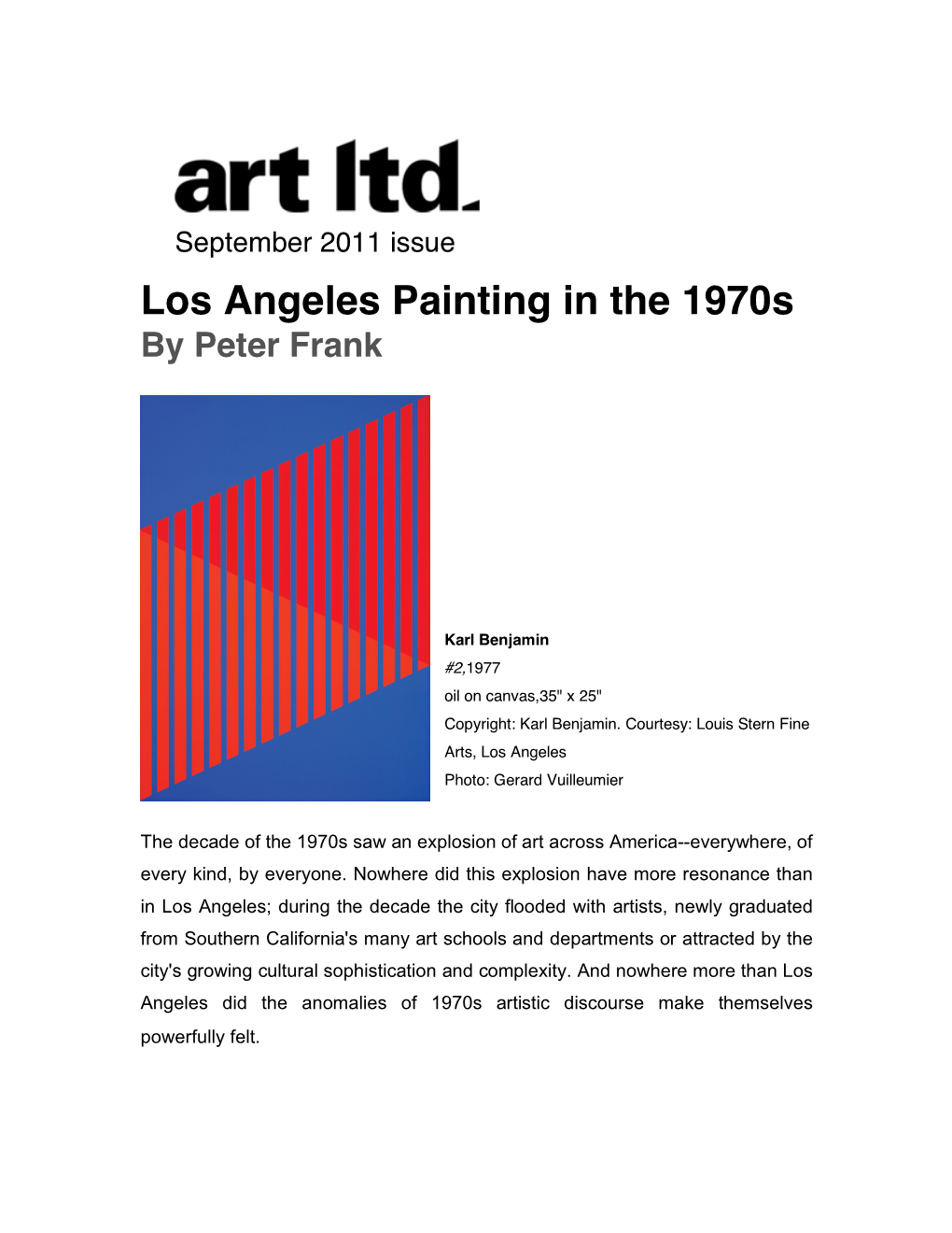 Los Angeles Painting in the 1970S by Peter Frank