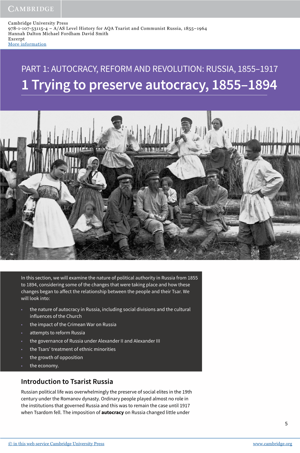 1 Trying to Preserve Autocracy, 1855–1894