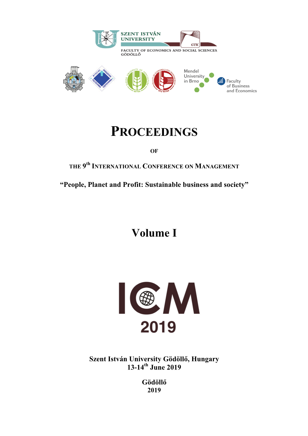 PROCEEDINGS Volume I