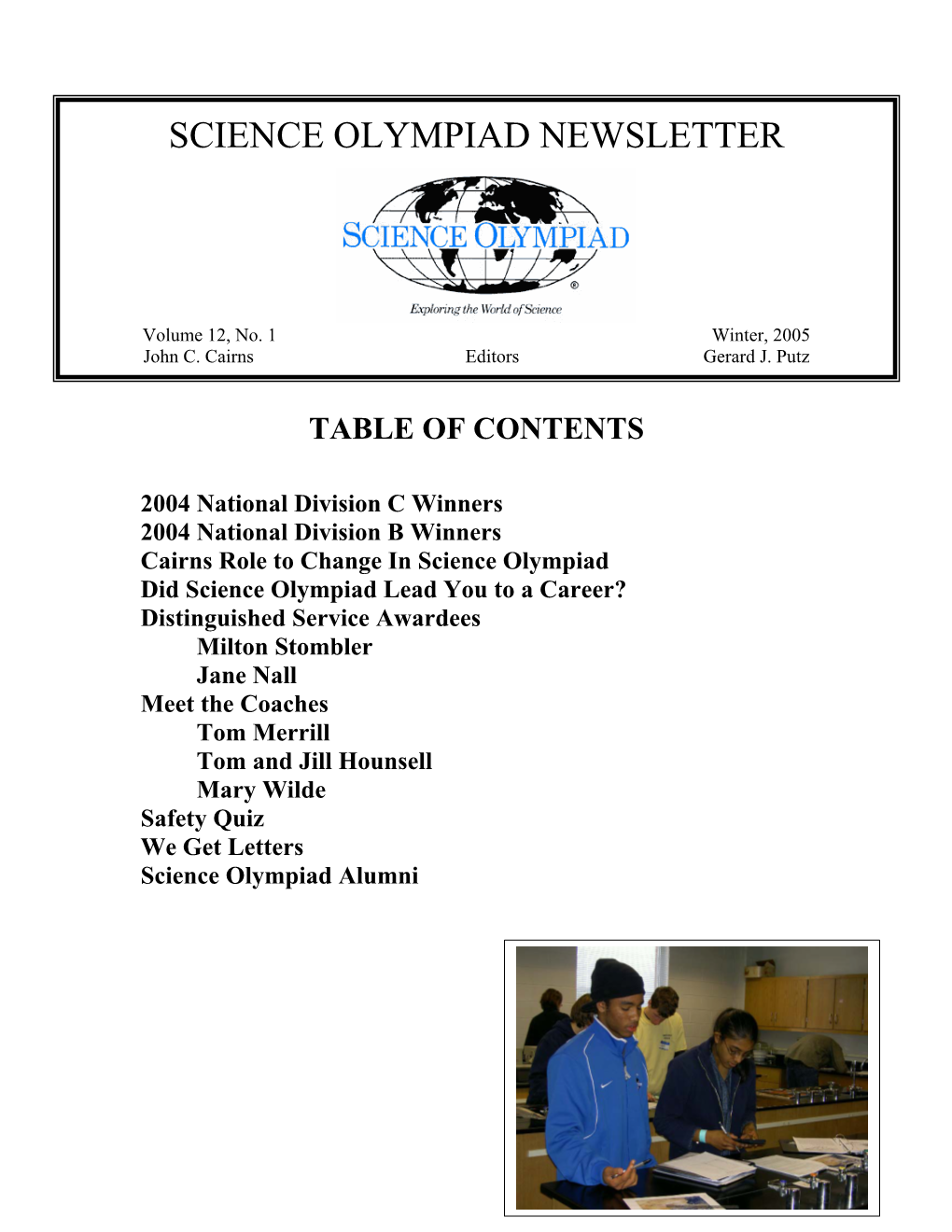 Science Olympiad Newsletter