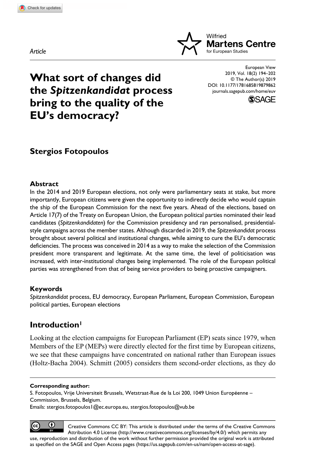 What Sort of Changes Did the Spitzenkandidat Process Bring To