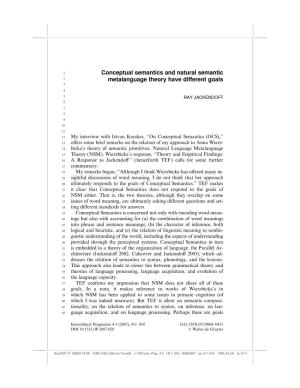 Conceptual Semantics and Natural Semantic Metalanguage Theory 413