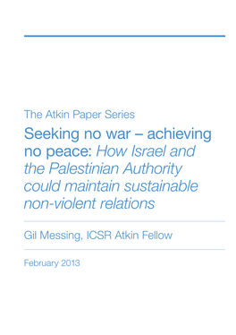 Israel and the Palestinian Authority Could Maintain Sustainable Non-Violent Relations