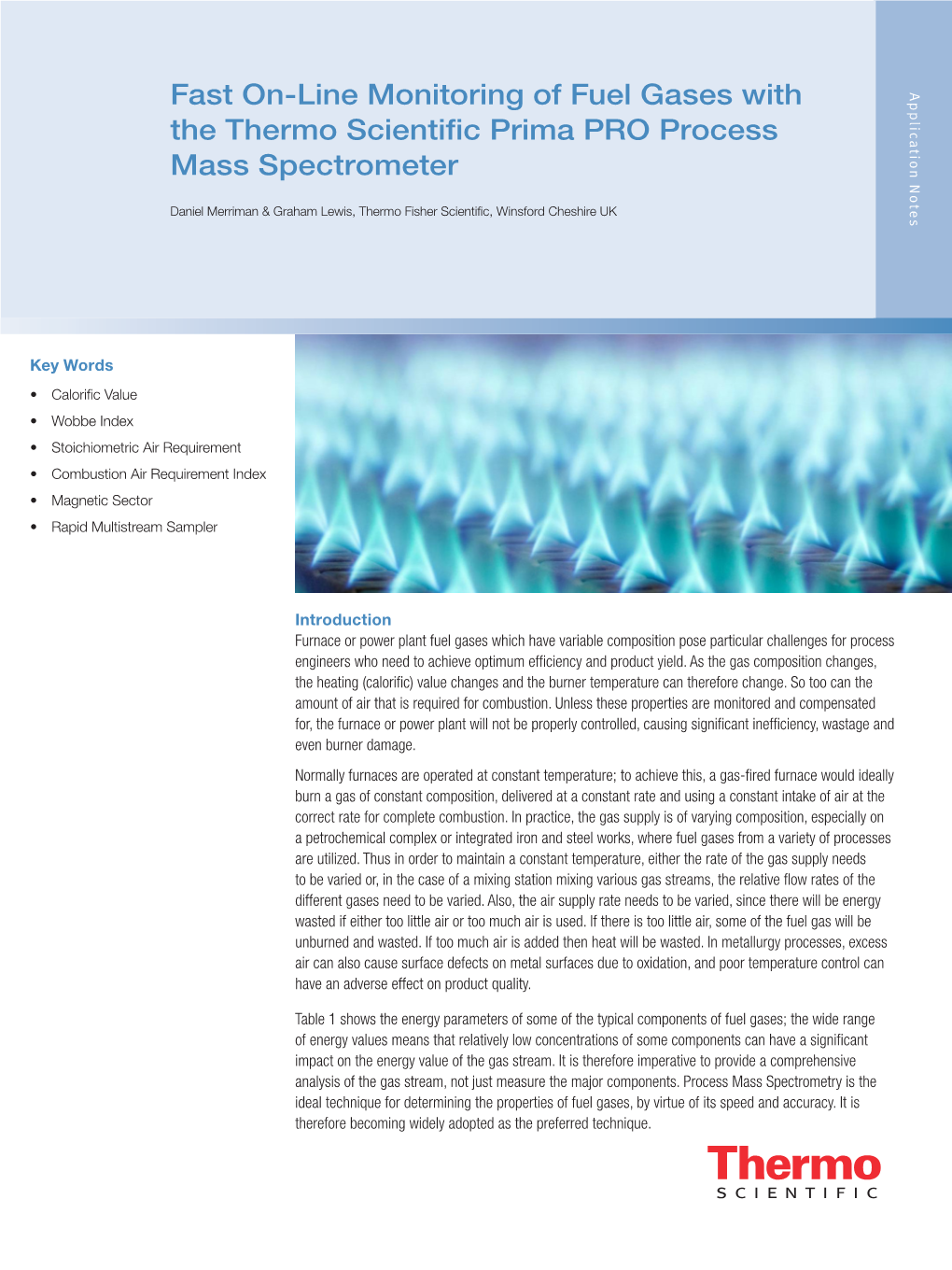 Fast On-Line Monitoring of Fuel Gases with the Thermo Scientific Prima