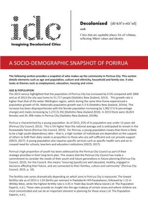 A Socio-Demographic Snapshot of Porirua