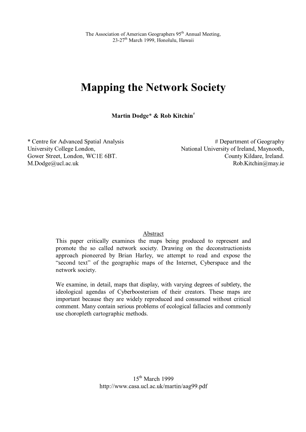 Mapping the Network Society