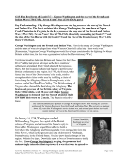 213 the Ten Horns of Daniel 7:7 – George Washington and the Start of the French and Indian War (1754-1763) / Seven Years’ War (1756-1763), Part 1