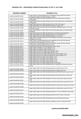 Pbh00005860 0001 Drawing List - Preliminary Design Phase Issue to Cec 11 July 2006