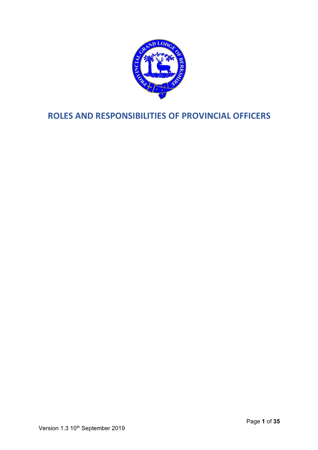Roles and Responsibilities of Provincial Officers